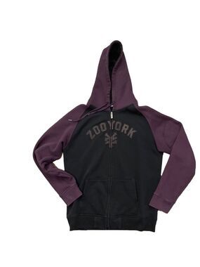 Zoo York Men’s L Black Burgundy Full Zip Hoodie Logo Fleece Streetwear